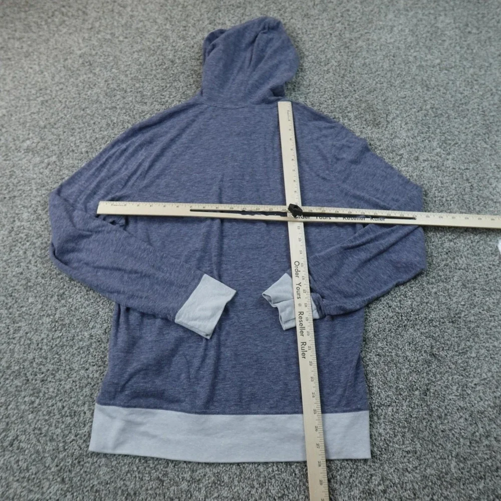 Banana Republic Shirt Mens L Blue Hooded Henley Long Sleeve Hoodie Tee Jersey